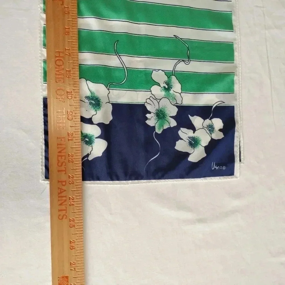 Veresa Vera Blue Green Striped Floral Pattern Multifunctional Rectangle Scarf